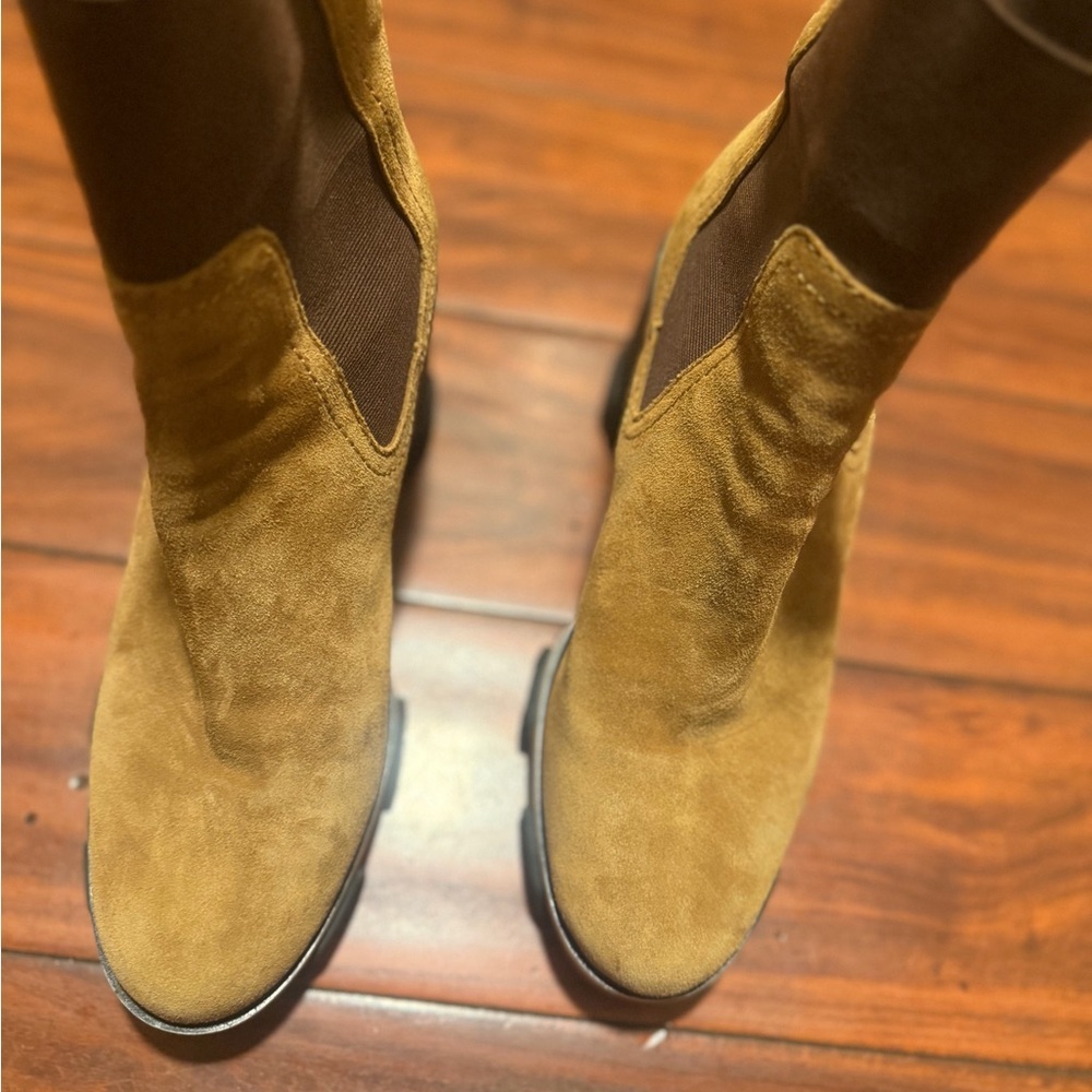 rag & bone Two-Tone Chestnut Suede Chelsea Lug Heel Boots - Picture 5 of 11